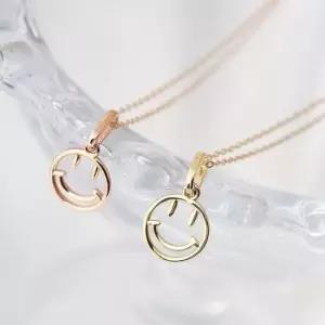 단아한목걸이 GOLD 스마일 링 펜던트 체인 금 목걸이 14K 45cm