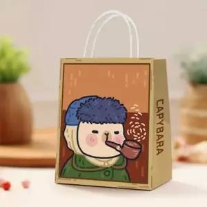 (별별창고) 접이식장바구니 종이가방 쇼핑백 종이백 미니 휴대용 무지