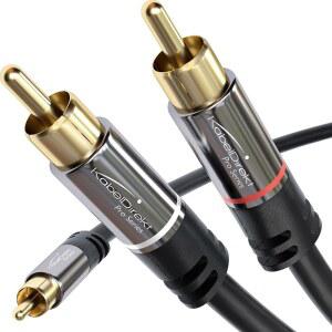 KABELDIREKT U2013 RCA PHONO 케이블 6피트 쇼트 PHONO 스테레오 오디오 COAX 남성 플러그 아날로그 디지털 서브 앰프용 어댑터 하이피스 시어터 리시버 블랙