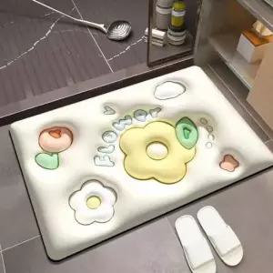 Flower 규조토발매트 빨아쓰는 욕실 주방 소프트 3D