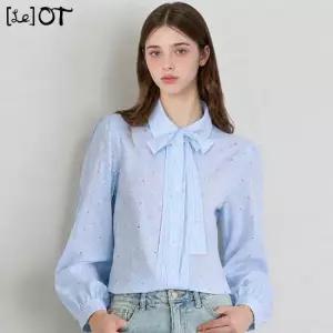 르오트 면100프로 핀턱 퍼프소매 셔츠 블라우스