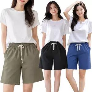 [모든GO]여성 무릎위 반바지 4부 여름 밴딩바지 린넨 데일리 이지웨어 팬츠