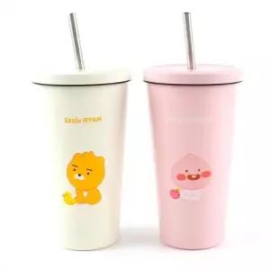 ( )612B] 2오천 카카오리틀프렌즈 스텐 빨대 텀블러 (2개세트)