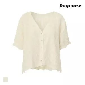 (N) 솔레미오 셔츠 브이넥 레이스 자수 탑