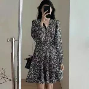 [룽스_65]브이넥 랩스타일 미니원피스 G126601_플라워