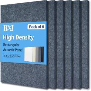 BXI 사운드 흡수기 - 16 X 12 3/8 인치 6 팩 고밀도 음향 흡수 패널 패널로 에코 리버브 감소 벽 및 천장