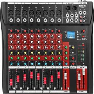 FULODE 8 채널 오디오 믹서 블루투스 USB/MP3 플레이어 리버브 스튜디오 녹음 노래방 라이브 공연을 위한