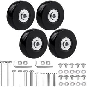 LSTOPGO 60mm x 18mm 수하물 캐리어 교체 휠, 고무 회전 캐스터 베어링 수리 키트 - 608ZZ 인라인 스케이트 휠 및 3개의 축이 포함된 4개 세트