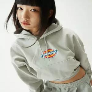 디키즈 아이코닉 로고 크롭 후드 Light Gray 187772