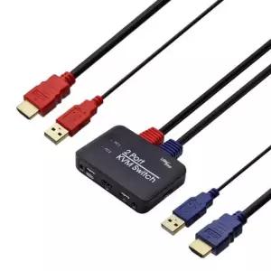 화면공유 HDMI 셀렉터 2포트 케이블 일체형 KVM USB 선택기 4K