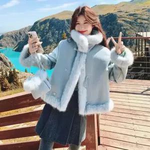 여성용 톱 퍼 모피 세무 코트 일체형 소프트 리버시블 KS1