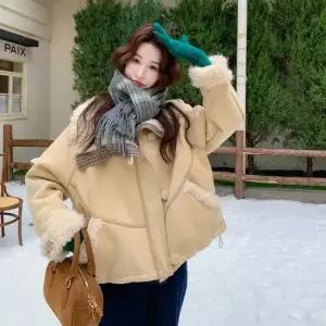 여친 롱 캐주얼 퍼 모피 일체형 코트 KS1