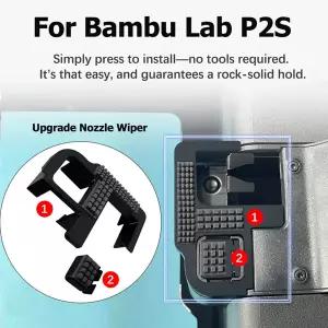 Bambu Lab P2S 노즐 와이퍼 업그레이드 Bambulab P2S 액세서리 실리콘 브러시 노즐 클리너 강력한 청소 능