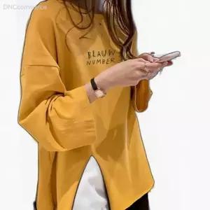 트임 티셔츠 루즈핏 라운드넥 여자 가을긴팔티