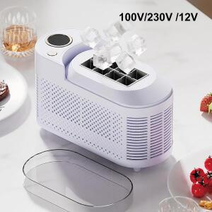 휴대용 소형 제빙기 100V/230V 8개 얼음 용량 기숙사 사무실 캠핑 12V 차량용 큐브 얼음 자동 제빙기
