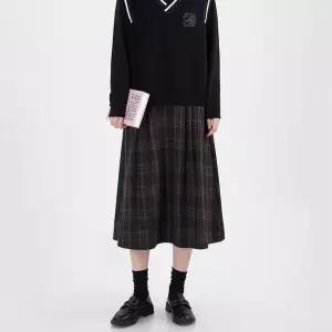 빈티지 치마 여자 모직 클래식 A라인 요소 프렌치 구이저지 슬림핏 정장 체크 admr1