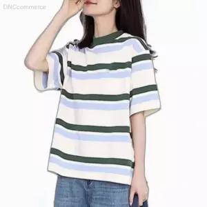 여성 스트라이프 면 반팔 티셔츠 여행룩 여름옷 루즈핏반팔티