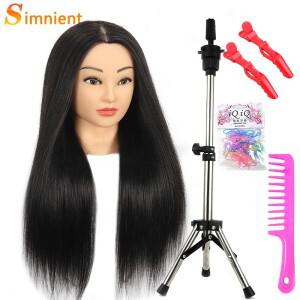 85% 실제 인간의 머리카락이있는 26 인치 긴 마네킹 머리  훈련 헤어 링 인형 화장품 Manikin