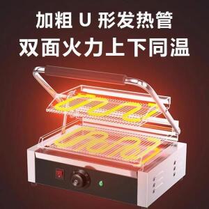220V 전문가용 전기 파니니 프레스 그릴 (스테이크 샌드위치용, 전체 홈 가열 플레이트, 상업용 AJ)