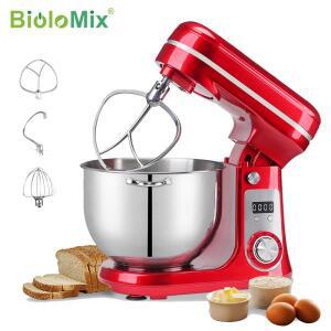 BioloMix 주방 푸드 스탠드 믹서, 블렌더, 저소음 모터, 크림 계란 거품기, 휩 반죽 반죽기, 6단, 1200W, 6