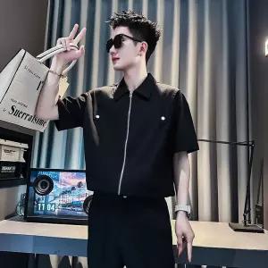 여름 신상 오분팔 폴로 블라우스 남자 지퍼 카디건 반팔 티셔츠 트렌디 캐주얼 티셔츠t