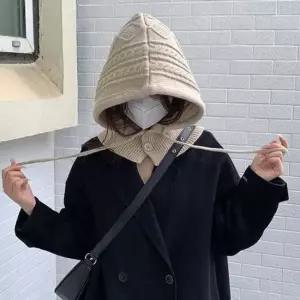 여자 겨울 코디 니트 후드 바라클라바 넥 워머 코디