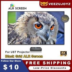 VeezuJoyz ALR UST 프로젝션 스크린 블랙 그리드 고정 프레임 4K 주변광 차단 150인치 울트라 숏 쓰로우