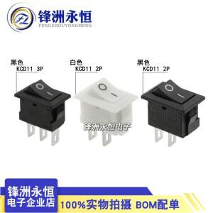 10개/묶음 KCD11 2핀 10x15mm 미니 소형 푸시 버튼 스위치 SPST 3A 250V AC 스냅인 온/오프 보트 로커 검정