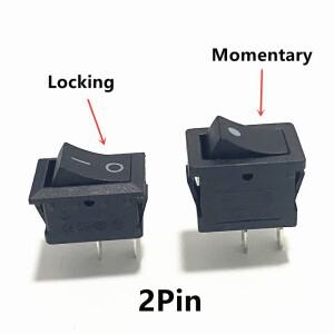 10 개/묶음 푸시 버튼 미니 소형 스위치 6A-10A 250V KCD1 2Pin 스냅인 On/Off 로커 5 21MM x 블랙 순간