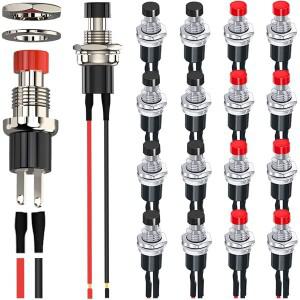 12PCS 3V-6V-12V-24V-250V 순간 푸시 버튼 스위치 2 핀 ON/OFF SPST 7mm 검정색 일반 개방형 1A 미니 소형