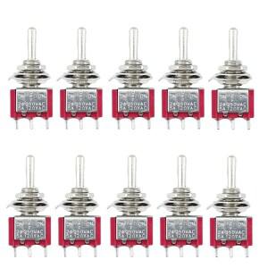 5pcs / mts-123 6mm 버튼 스위치 빨간색 양면 리셋 무빙 헤드 토글 3핀 3단 마이크로 로커