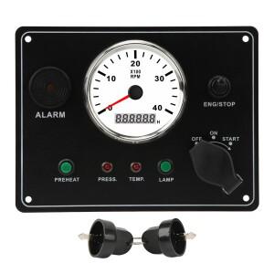 타코미터 다기능 4000RPM 엔진 스타트/스톱 온/오프 수온 알람 IP67 방수 보트 계기판
