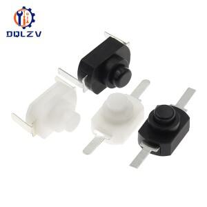 손전등 스위치 12x8MM 미니 소형 푸시 버튼 On Off 1208YD 전기 토치 DC 30V 1A 블랙 화이트 용 자동 잠금