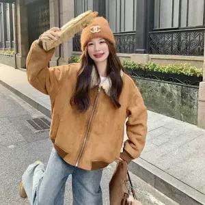 엘럽 여사친 모피 코트 마이야르 가죽 퍼 일체형 세무 기모 도톰 점 톱 원템1