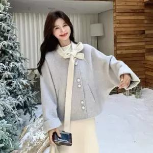 엘럽 여친 울 네이비 모피 코트 멜란지 리버시블 원템1