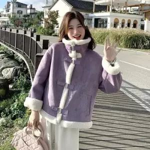엘럽 여성 코트 일체형 세무 쇼트 톱 퍼 모피 원템1