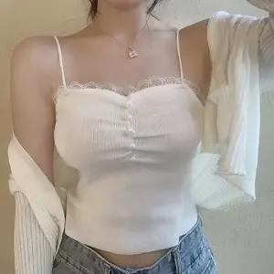 펄 셔링 레이스 나시 슬림핏 이너 골지 끈나시(2color)