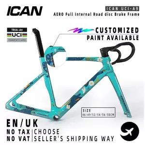 자전거프레임 ICAN A9 수제 페인트 카본 로드 바이크 디스크 브레이크 자전거 프레임셋 핸들바 프론트 포크