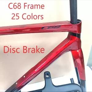 자전거프레임 C68 카본 로드 바이크 프레임 25가지 색상 디스크 브레이크 자전거 프레임셋 T47 풀 파이버