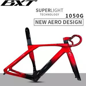 자전거프레임 BXT 풀 카본 자전거 프레임 히든 케이블 포함 레이싱 디스크 브레이크 로드 바이크 Di2 핸들