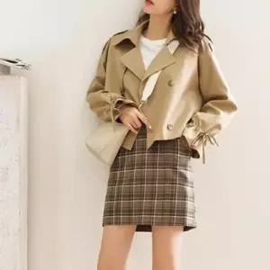 캐주얼점퍼 여성 소프트 모던 크롭 숏 트렌치 코트 가을 자켓