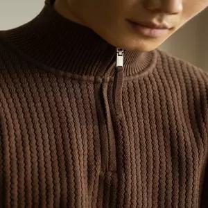 엘럽 남성용 니트 가을 캐주얼 빈티지 반 집업 보온 폴라 맨투맨 바느질 원템3