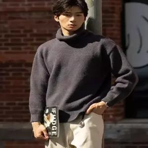 엘럽 남성 니트 빈티지 가을 보온 터틀넥 폴라 울라이크 골지 스웨터 원템3