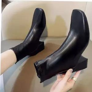 부츠 앵클부츠 부티 세련된 신발 앵클 겨울 캐주얼 여성 스퀘어코 부추