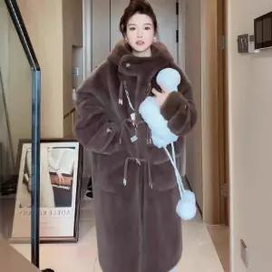에코퍼 뽀글이 아우터 롱코트 떡볶이 루즈핏 오버핏 모직 빅사이즈 겨울 여성 여자 캐주얼