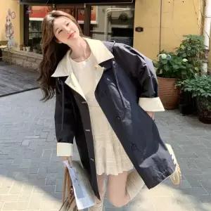 엘럽 여성 연두 캐주얼 가을 점퍼 트렌치코트 코트 리버시블 야구 후드 원템3