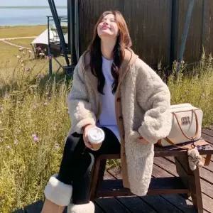 엘럽 여성 후드 야구 퍼 점퍼 코트 원템1