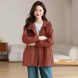 엘럽 여성용 캐주얼 야구 점퍼 순면 후드 코트 봄가을 빅사이즈 배덮개 트렌치 원템3