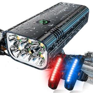 2026년 라이딩을 위한 6800루멘 브래킷 6LED 업그레이드 10모드 충격 알루미늄 밝은 360 방지 매우 충전식 방수 러닝타임 라이트 자전거 72시간 앞뒤 도로 회전식