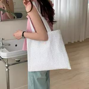 가방 숄더 캔버스 에코백 플리츠 스퀘어 원단 토트 포켓 수납 이너 교회 프리미엄 도트 경량